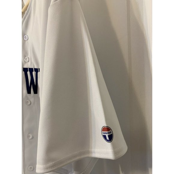 Team Apparel Rentwerx Baseball Jersey White Blue Red Sz 2XL Brad No 37 - Picture 5 of 5